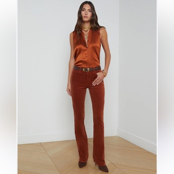 L’AGENCE The Stevie velvet crop Jean in rich ginger size 29 - Picture 1 of 12